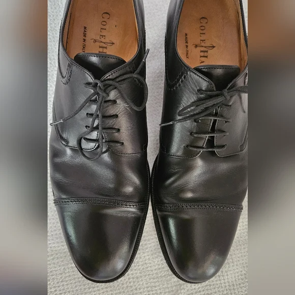 Cole Haan Black Lace Up 9.5 Mens Dress Shoes Tap Toe Nike Air Heel Made … - Picture 10 of 16